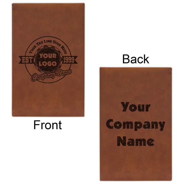 Logo & Tag Line Cognac Leatherette Journal - Double Sided - Apvl