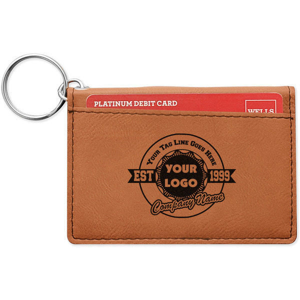 Custom Logo & Tag Line Leatherette Keychain ID Holder - Double-Sided (Personalized)