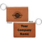 Logo & Tag Line Cognac Leatherette Keychain ID Holders - Front and Back Apvl