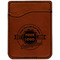 Logo & Tag Line Cognac Leatherette Phone Wallet close up