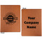 Logo & Tag Line Cognac Leatherette Portfolios with Notepad - Large - Double Sided - Apvl