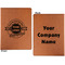 Logo & Tag Line Cognac Leatherette Portfolios with Notepad - Small - Double Sided- Apvl
