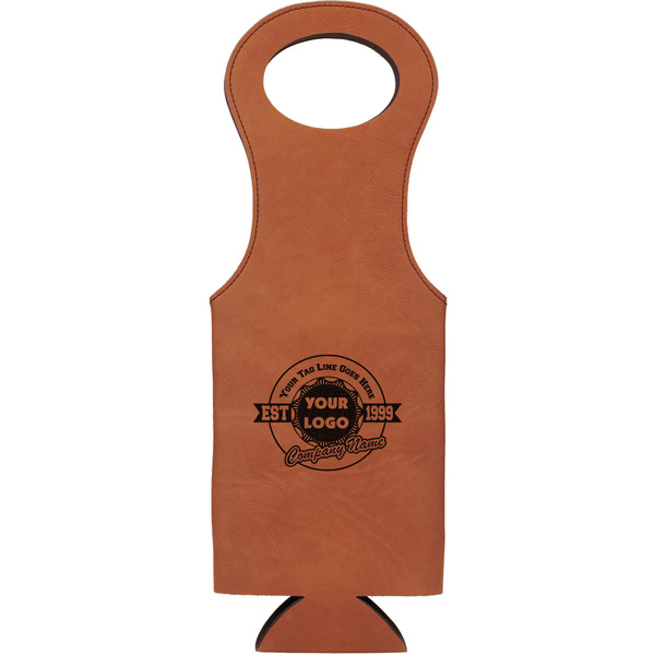 Custom Logo & Tag Line Leatherette Wine Tote - Double-Sided (Personalized)
