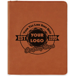 Logo & Tag Line Leatherette Zipper Portfolio with Notepad - Double-Sided (Personalized)