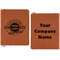 Logo & Tag Line Cognac Leatherette Zipper Portfolios with Notepad - Double Sided - Apvl