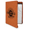 Logo & Tag Line Cognac Leatherette Zipper Portfolios with Notepad - Main