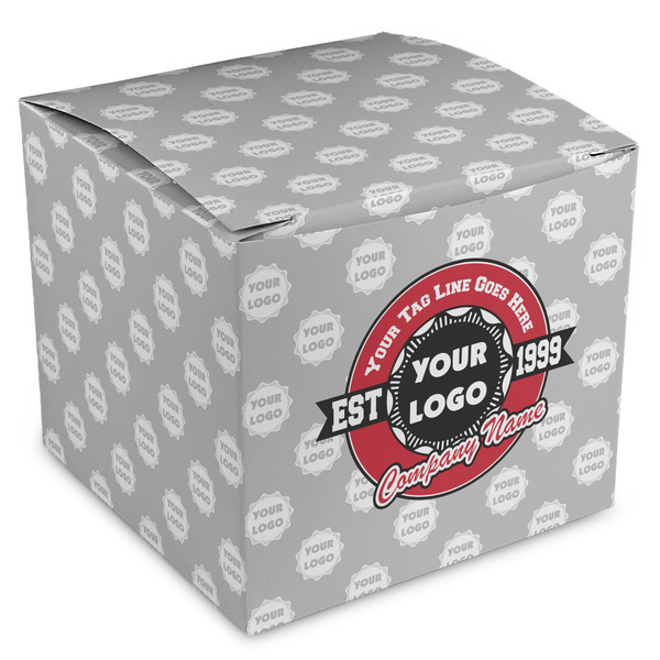 Custom Logo & Tag Line Cube Favor Box w/ Logos