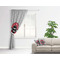 Logo & Tag Line Curtain With Window and Rod - in Room Matching Pillow