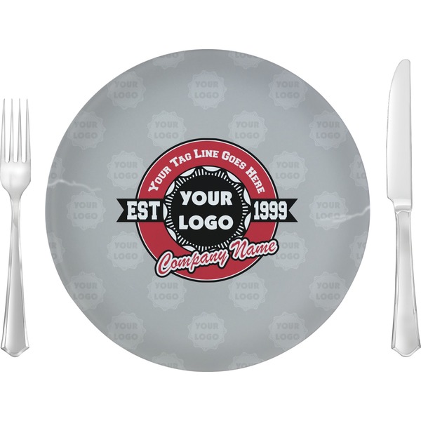 Custom Logo & Tag Line 10" Glass Lunch / Dinner Plate (Personalized)