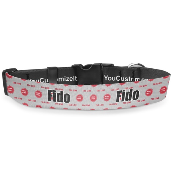 Custom Logo & Tag Line Deluxe Dog Collar - Double Extra Large - 20.5" to 35" (Personalized)