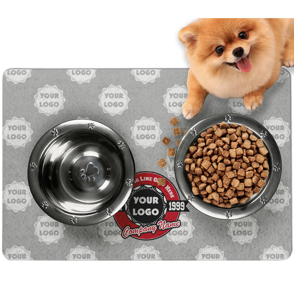 Custom Logo & Tag Line Dog Food Mat - Small w/ Logos