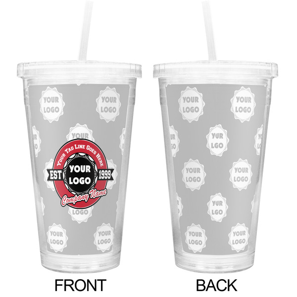 Logo & Tag Line Double Wall Tumbler with Straw - Approval