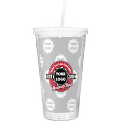 Logo & Tag Line Double Wall Tumbler with Straw (Personalized)