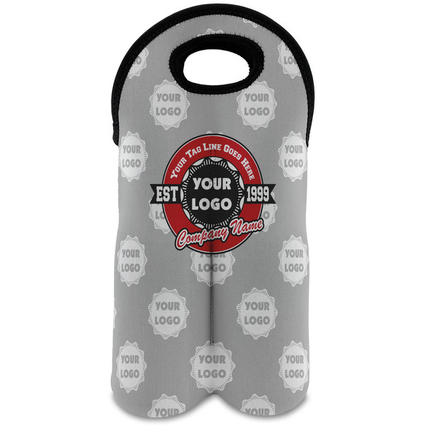 Custom Logo & Tag Line Wine Tote Bag - 2 Bottles w/ Logos