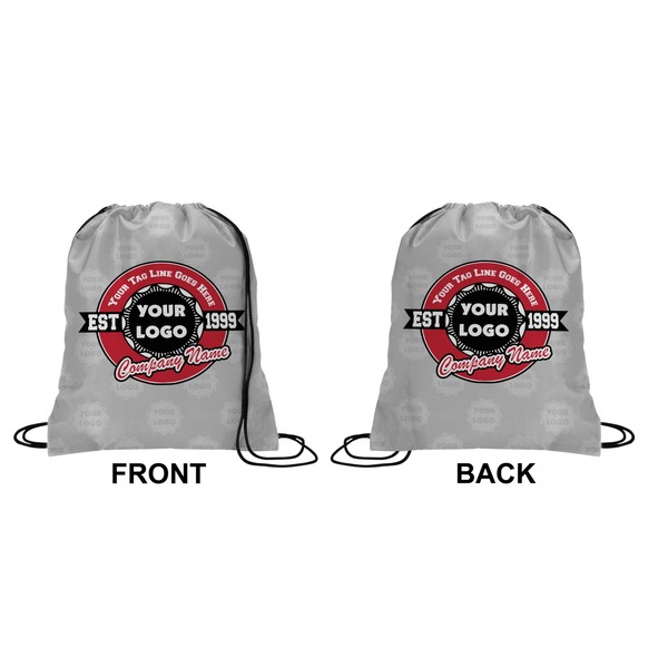 Logo & Tag Line Drawstring Backpack Front & Back Small