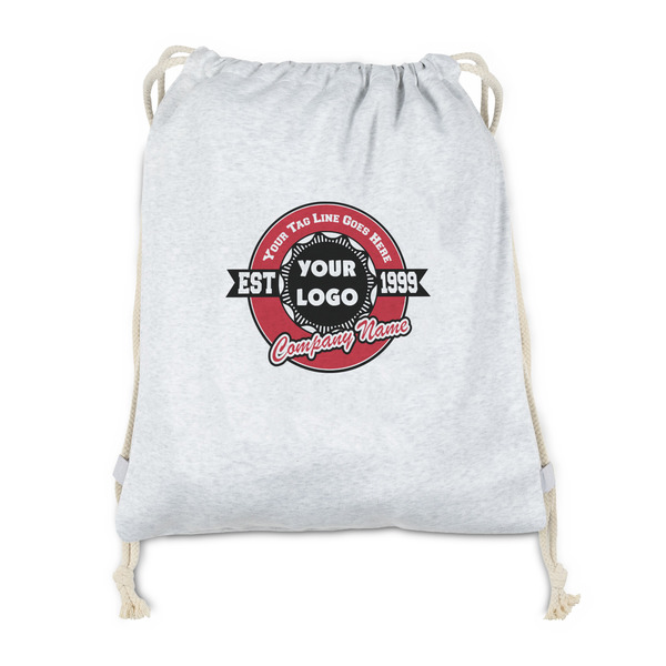 Custom Logo & Tag Line Drawstring Backpack - Sweatshirt Fleece - Double-Sided (Personalized)