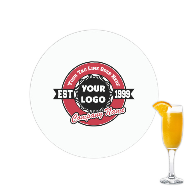 Custom Logo & Tag Line Printed Drink Topper - 2.15" (Personalized)