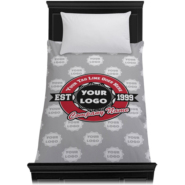 Logo & Tag Line Duvet Cover - Twin XL - On Bed - No Prop