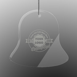 Logo & Tag Line Engraved Glass Ornament - Bell (Personalized)