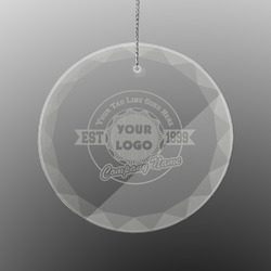 Logo & Tag Line Engraved Glass Ornament - Round (Personalized)