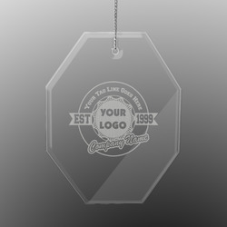 Logo & Tag Line Engraved Glass Ornament - Octagon (Personalized)