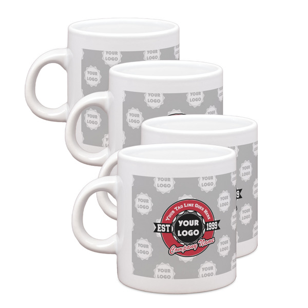 Custom Logo & Tag Line Single Shot Espresso Cups - Set of 4 (Personalized)