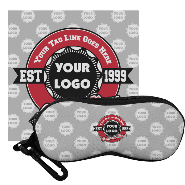 Custom Logo & Tag Line Eyeglass Case & Cloth w/ Logos