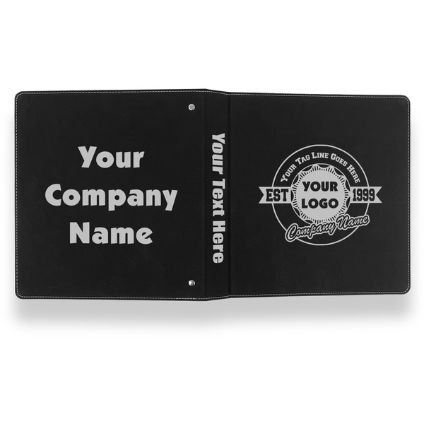 Logo & Tag Line Leather Binder - 1" - Black- Back Spine Front View