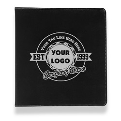 Logo & Tag Line Leather Binder - 1" - Black (Personalized)
