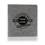 Logo & Tag Line Leather Binder - 1" - Grey (Personalized)