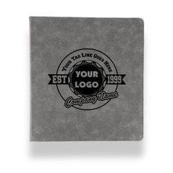 Logo & Tag Line Leather Binder - 1" - Grey (Personalized)