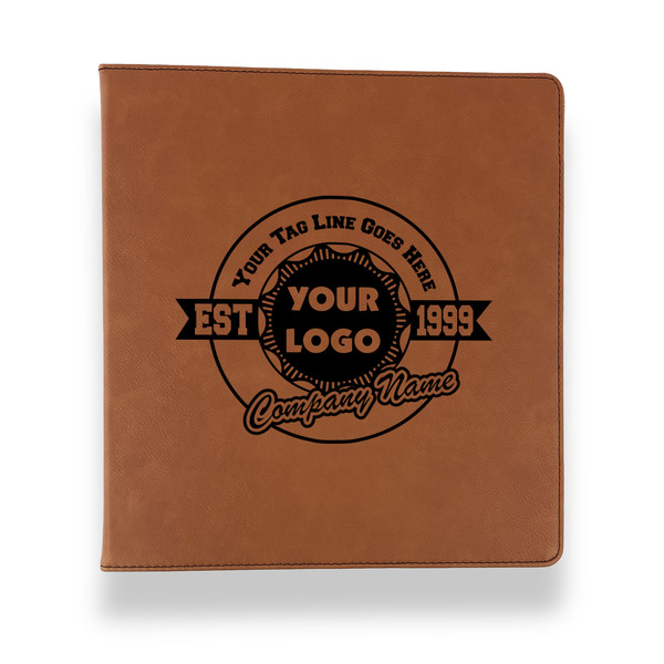 Custom Logo & Tag Line Leather Binder - 1" - Rawhide (Personalized)