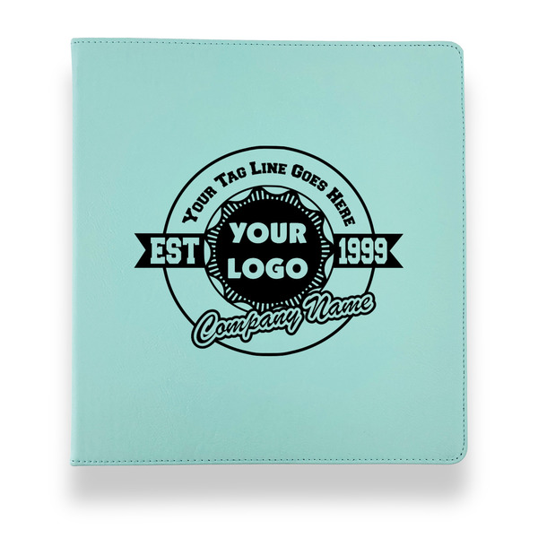 Custom Logo & Tag Line Leather Binder - 1" - Teal (Personalized)