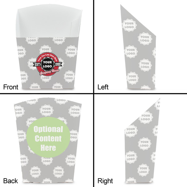 Logo & Tag Line French Fry Favor Box - Front & Back View