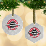Logo & Tag Line Flat Glass Ornament w/ Name or Text