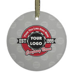 Logo & Tag Line Flat Glass Ornament - Round w/ Logos