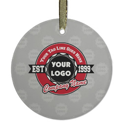 Logo & Tag Line Flat Glass Ornament - Round w/ Logos