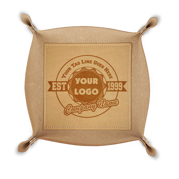 Custom Logo & Tag Line Genuine Leather Valet Tray (Personalized)