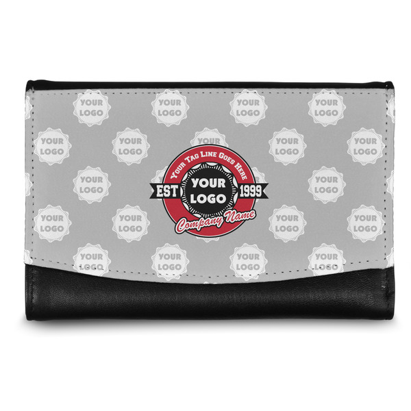 Custom Logo & Tag Line Genuine Leather Women's Wallet - Small w/ Logos