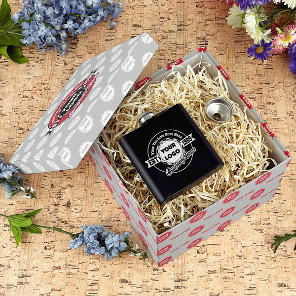 Logo & Tag Line Gift Boxes with Lid - Canvas Wrapped - Large - In Context