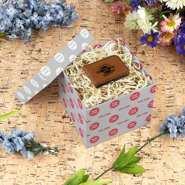 Logo & Tag Line Gift Boxes with Lid - Canvas Wrapped - Small - In Context