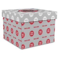 Logo & Tag Line Gift Box with Lid - Canvas Wrapped - XX-Large w/ Logos
