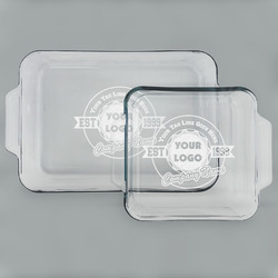 Logo & Tag Line Glass Baking & Cake Dish Set - 13in x 9in & 8in x 8in (Personalized)