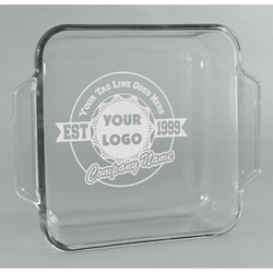 Logo & Tag Line Glass Cake Dish - 8in x 8in (Personalized)