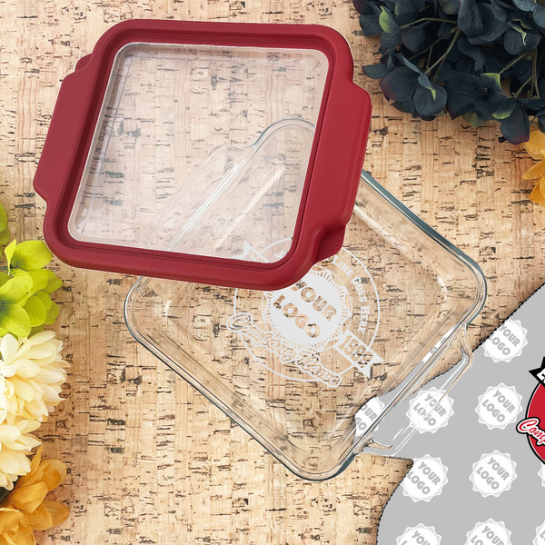 Logo & Tag Line Glass Cake Dish - LIFESTYLE (8x8)