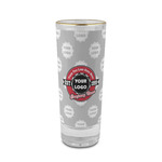Logo & Tag Line 2 oz Shot Glass - Glass with Gold Rim - Set of 4 (Personalized)