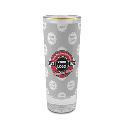 Logo & Tag Line 2 oz Shot Glass - Glass with Gold Rim (Personalized)