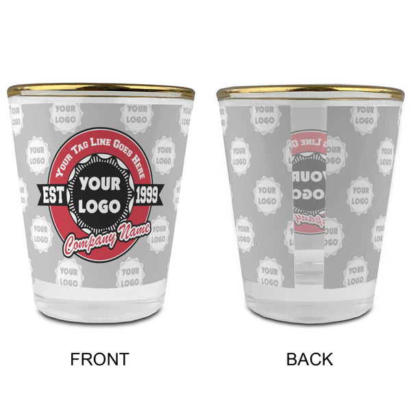 Logo & Tag Line Glass Shot Glass - with gold rim - APPROVAL