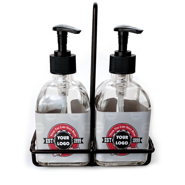 Custom Logo & Tag Line Glass Soap & Lotion Bottles (Personalized)