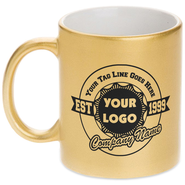Custom Logo & Tag Line Metallic Gold Mug (Personalized)